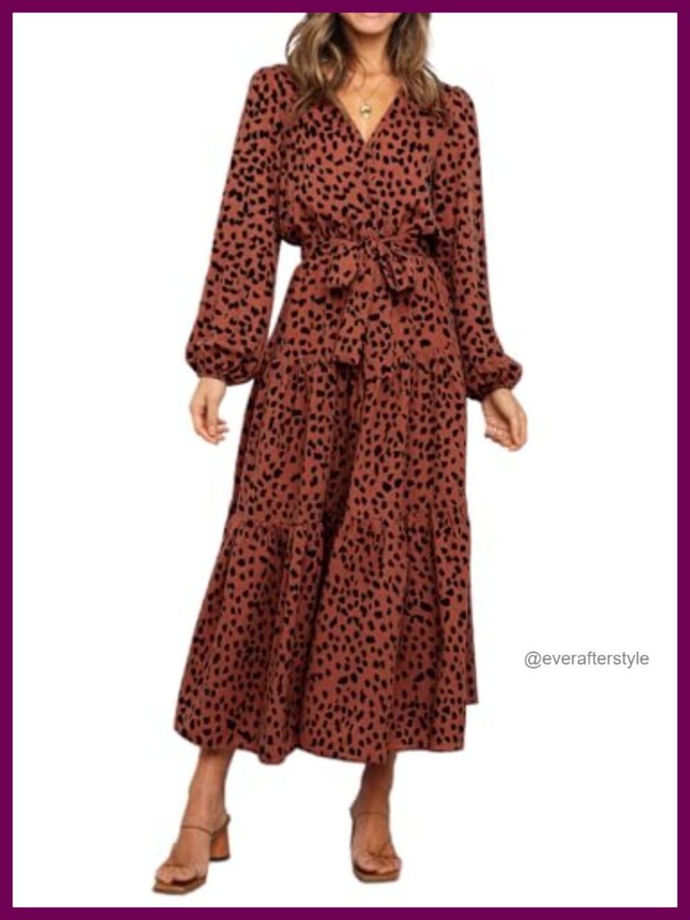 Womens Boho Floral Wrap Maxi Dress Long Sleeve V-Neck Tie Waist Chiffon